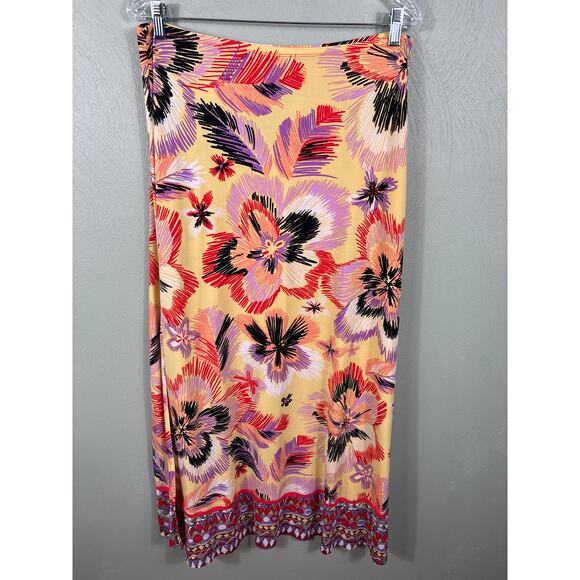 Bisou Bisou Women's Size Large Colorful Festive Beach Tropical Island Maxi Skirt - Picture 10 of 11